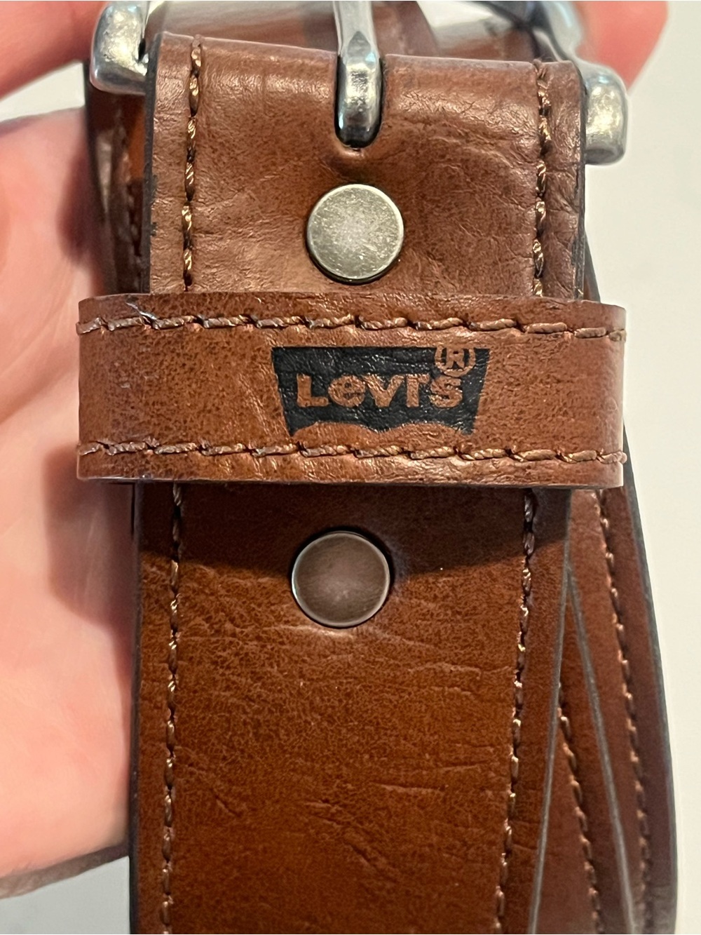 Levi's Brown Leather Belt with Silver Hardware - Men